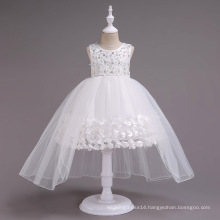 KLS014 Sleeveless White Girls Wedding Dress Princess 2-14yrs Appliqued Flowers Handmade Beadings Wedding Dress for Flower Girls